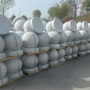 阜阳 白麻花岗岩石材圆球，石球，挡车球，隔离球，景观石球，风水球等