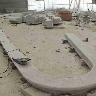 阜阳 芝麻白花岗岩弧形花坛石，坐凳石