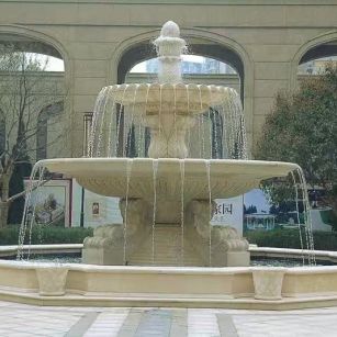 阜阳 黄金麻花岗岩异型加工——户外庭院石雕流水喷泉