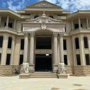 阜阳 黄金麻别墅外墙干挂，大柱，大象，蘑菇石，雕花板