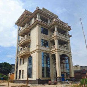 阜阳 黄金麻花岗岩石材别墅外墙干挂搭配（雕花栏杆花瓶柱门楼罗马柱）