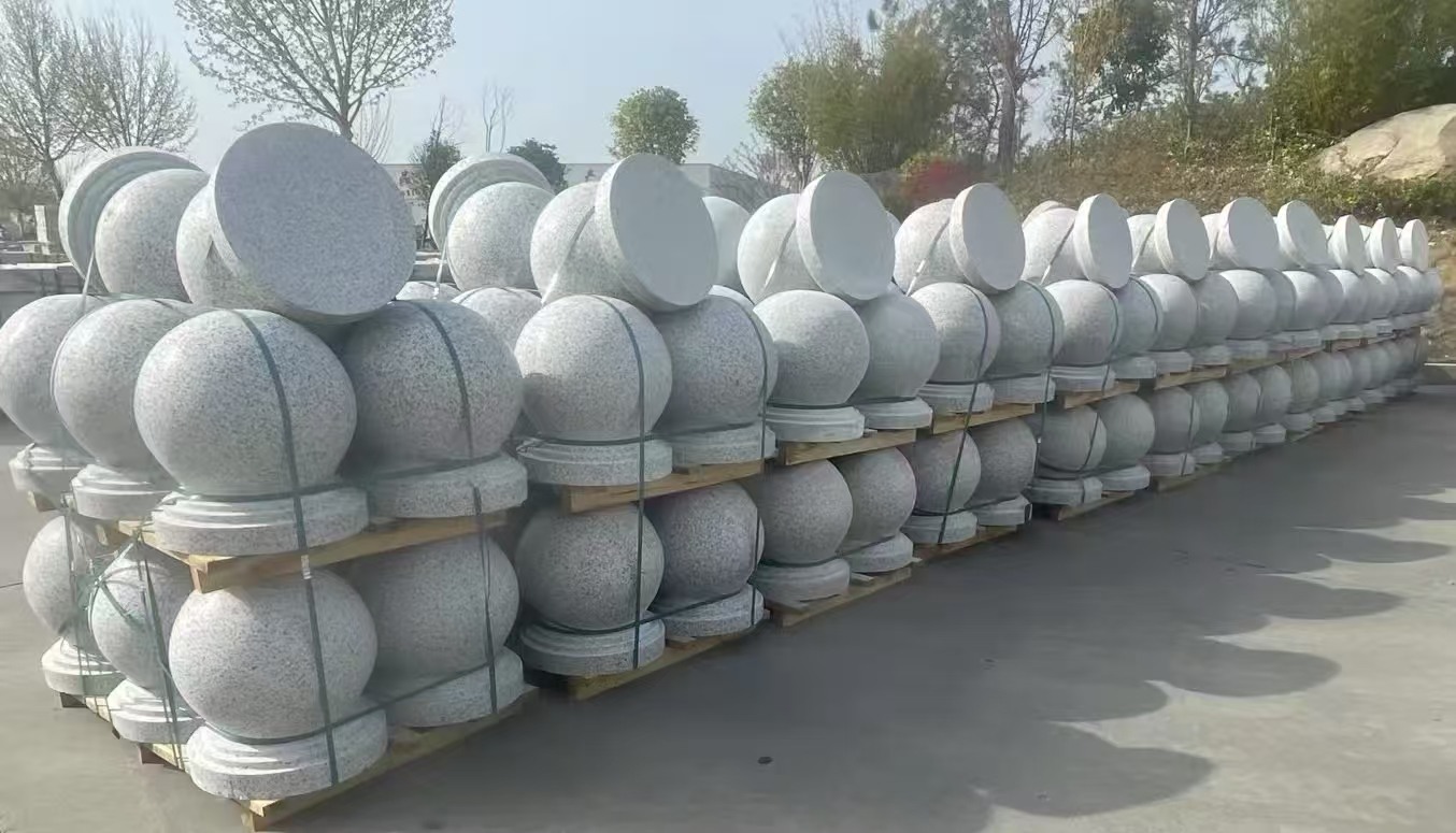 阜阳 白麻花岗岩石材圆球，石球，挡车球，隔离球，景观石球，风水球等