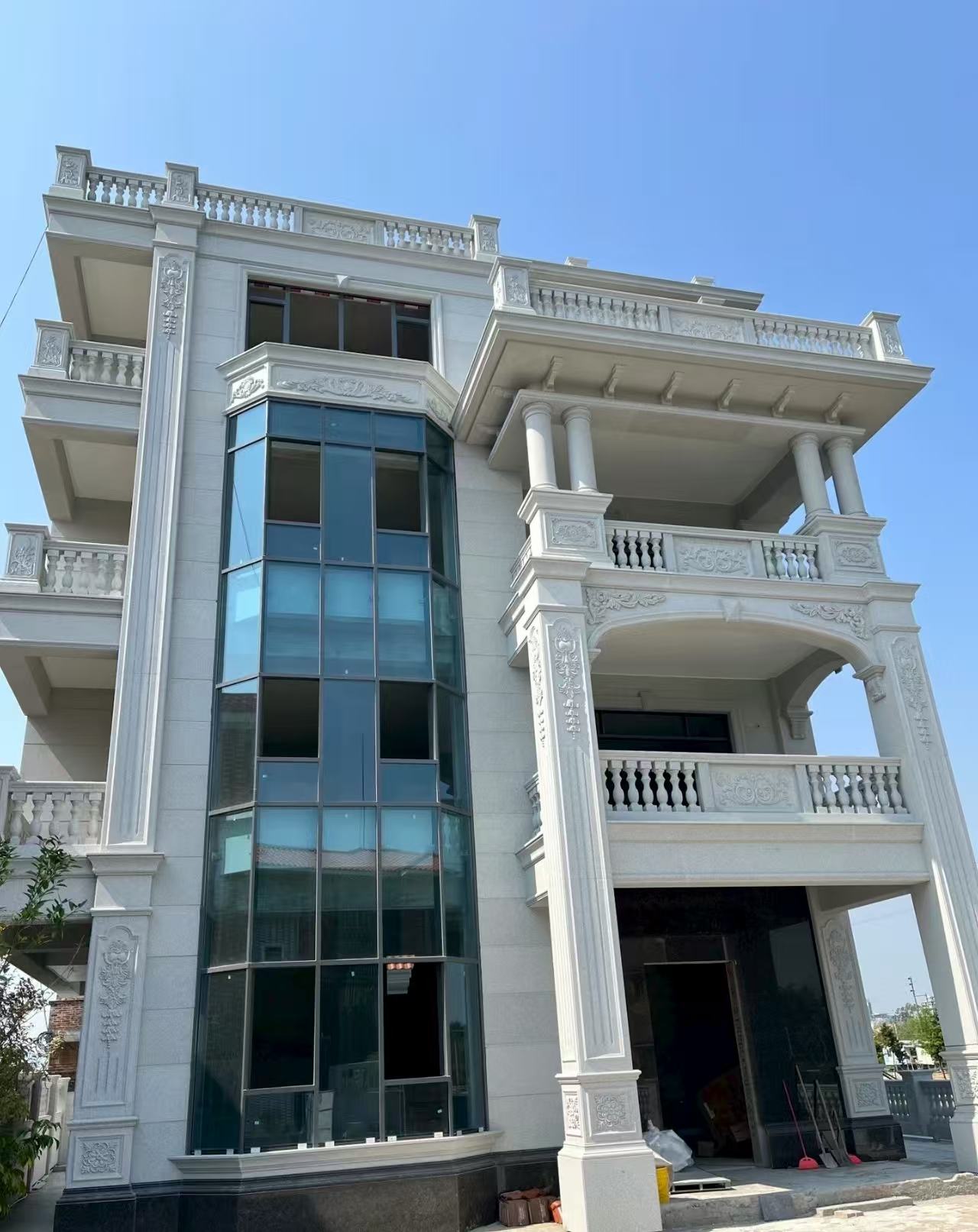 阜阳 白麻花岗岩别墅外墙干挂效果展示