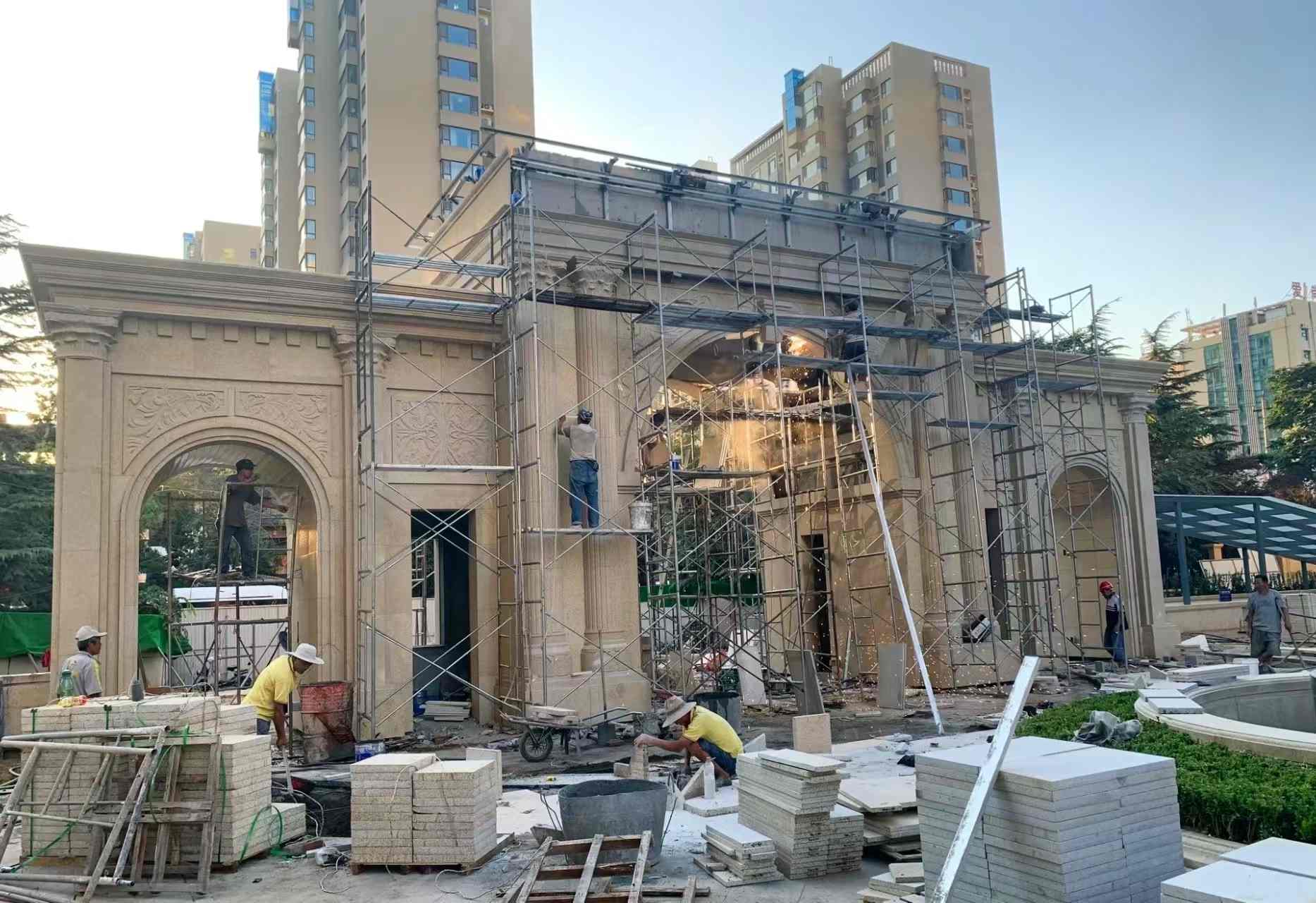 阜阳 黄金麻荔枝面花岗岩小区门楼外墙干挂