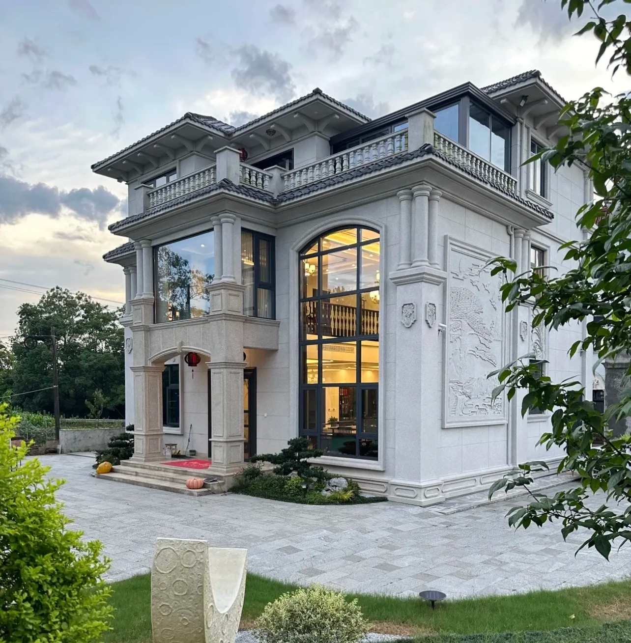 阜阳 白麻花岗岩私人别墅干挂石材豪华定制